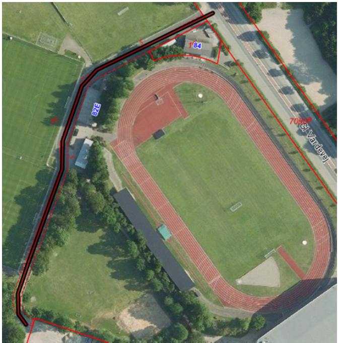 Luftfoto af Esbjerg Stadion ved Gl. Vardevej
